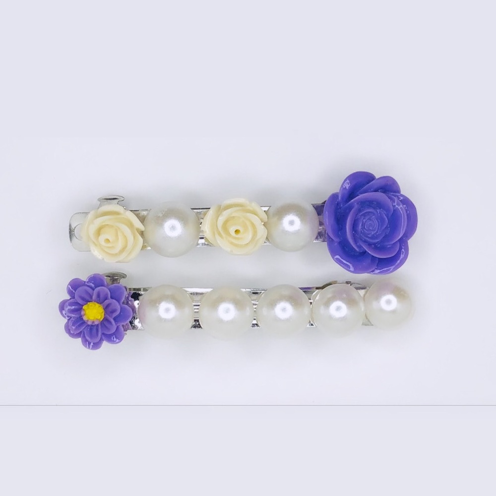 ♡ 2 for 20$ ♡ Flower & Pearl Hair Barrette Clips